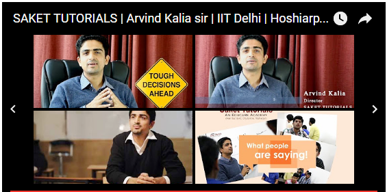SAKET TUTORIALS | Arvind Kalia sir | IIT Delhi | Hoshiarpur